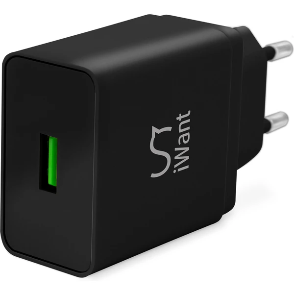iWant 18W USB-A sieťová nabíjačka čierna - Nabíjačky - Obrázok 2P30000401