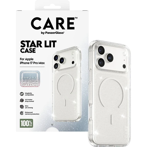 PanzerGlass® CARE Star Lit kryt s MagSafe Apple iPhone 17 Pro Max trblietavý/biely - Puzdra - Obrázok 2QDH000K01