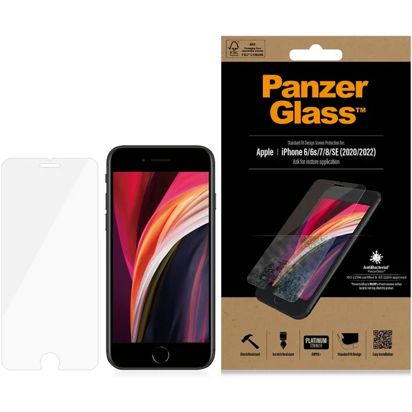 PanzerGlass Standard sklo Apple iPhone 6/6s/7/8/SE (4,7") číre - Ochranné fólie a sklo - Obrázok 2QXQF00101