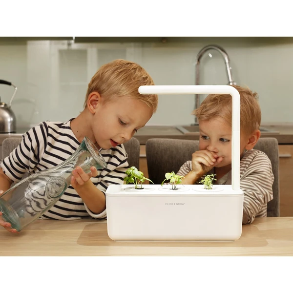 Click and Grow Smart Garden 3 šikovný kvetináč + 3ks kapsúl so semienkami bazalky biely - Kvetináče - Obrázok 2RIQ000401
