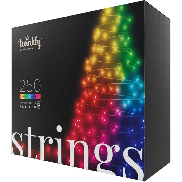 Twinkly Strings Multi-Color múdre žiarovky na stromček 250 Ks 20m čierny kábel