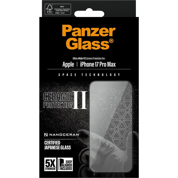 PanzerGlass® Ceramic II sklo Apple iPhone 17 Pro Max s inštalačným rámčekom - Ochranné fólie a sklo - Obrázok 2TEH000K01