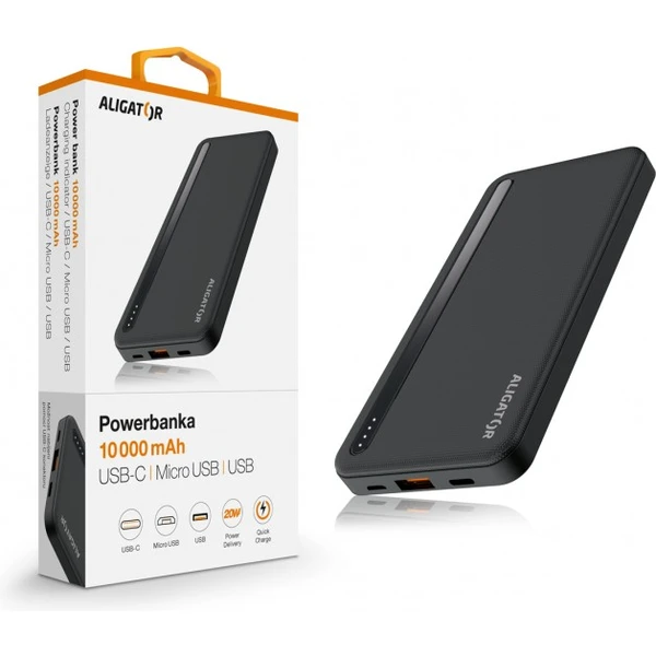 Aligator powerbanka 10000mAh čierna - Powerbanky - Obrázok 2U66700301