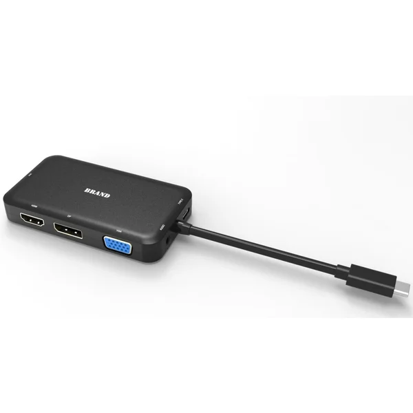 PremiumCord USB-C -> HDMI/DVI-I/VGA/DisplayPort/3,5mm redukcia 0,2m čierna - Káble a redukcie - Obrázok 2UE0000401