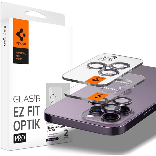 Spigen Glass EZ Fit Optik Pro 2 Pack tvrdené sklo na fotoaparát iPhone 14 Pro/iPhone 14 Pro Max fial - Ochranné fólie a sklo - Hlavný obrázok