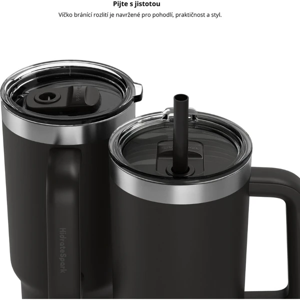 HidrateSpark PRO 2 Tumbler šikovný hrnček, 887 ml čierny - Inteligentné fľaše - Obrázok 2W2H000K01