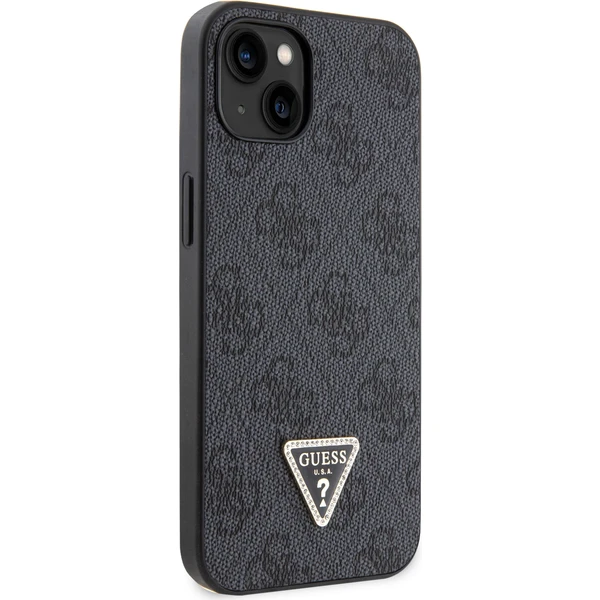 Guess PU 4G Strass Triangle Metal Logo kryt iPhone 15 čierny - Puzdra - Obrázok 2XX4000701