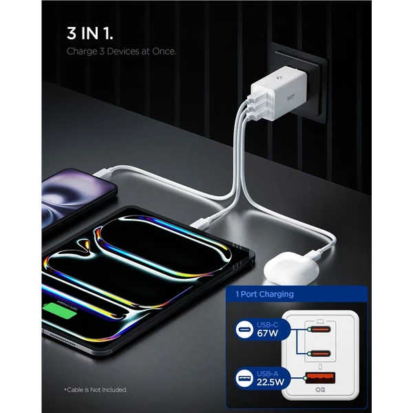 Spigen Essential 67W USB-C/USB-A nabíjačka (EE673EU) biela - Nabíjačky - Obrázok 2a0e77d76b22488aa293910640415935