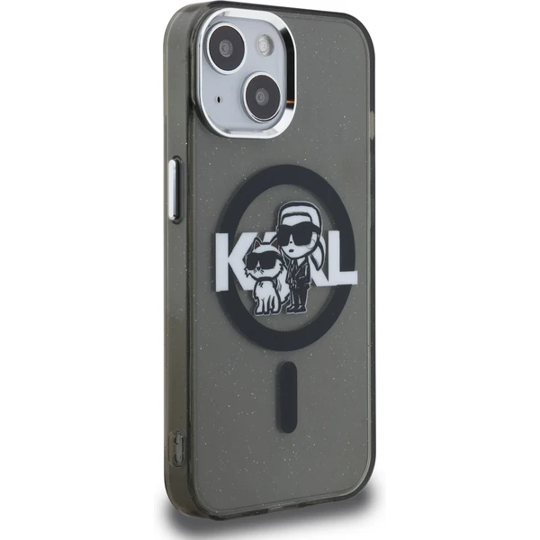 Karl Lagerfeld IML Glitter Karl and Choupette Sketch MagSafe kryt iPhone 15 čierny - Puzdra - Obrázok 2a38886bbc574be39774c24d5a5477eb