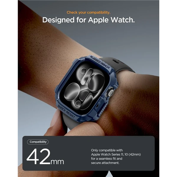 Spigen Rugged Armor 2 puzdro Apple Watch 11 (42mm) navy blue - Puzdra - Obrázok 2aad327a60904e74b1fa919e5b89496c