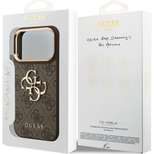 Guess PU Leather 4G Metal Logo Gold Frame Zadný Kryt pre iPhone 18 Pro Brown - Puzdra - Obrázok 2ab1413fbeb24572b952ac01c632ad8d