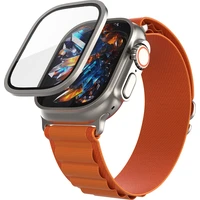 FIXED Armor tvrzené sklo s ocelovým rámečkem pro Apple Watch Ultra 49mm, titanové - Ochranné fólie a sklo