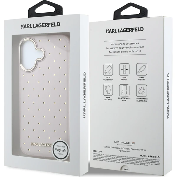 Karl Lagerfeld PU Perforated Gold Dots MagSafe Zadný kryt pre iPhone 17 Pink - Puzdra - Obrázok 2b7eed24cf9f442496c500cd902e9b7c