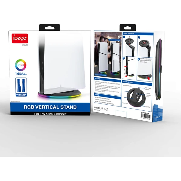 iPega P5S025S Vertikálne Stojan s RGB pre PS5 Slim/PS5 Pro čierny - Stojany - Obrázok 2b82a6f627c6480dbd5f9905f47cf4de
