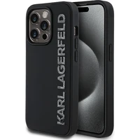 Karl Lagerfeld 3D Rubber Glitter Logo kryt iPhone 14 Pre čierny - Puzdra