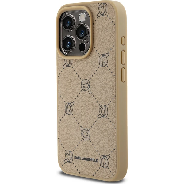 Karl Lagerfeld PU Karl Heads Pattern Magsafe zadný kryt pre iPhone 15 Pre béžový - Puzdra - Obrázok 2bca55b4ac0743558195e335aaca81c5
