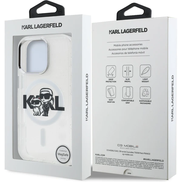 Karl Lagerfeld IML Glitter Karl and Choupette Sketch MagSafe kryt iPhone 16 Pre číry - Puzdra - Obrázok 2be40937bdfb40eba1846478f35fba87
