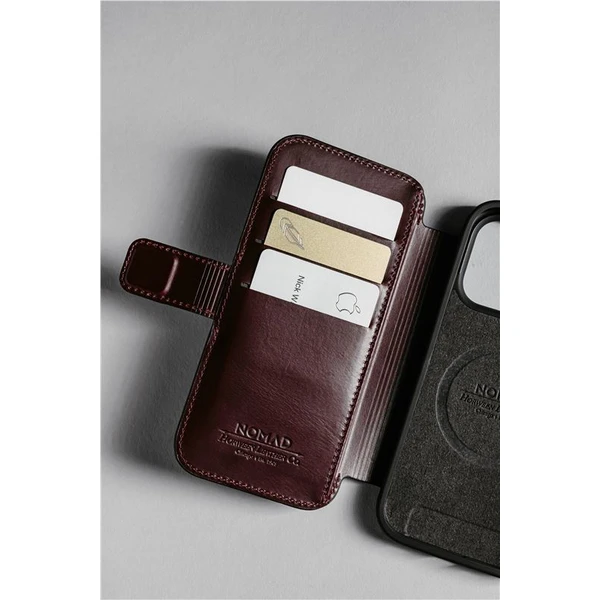 Nomad Modern Leather Folio (Horween) MagSafe kožené púzdro iPhone 17 Pro Max Burgundy - Puzdra - Obrázok 2c28c5ebe1c54dc6b3fbfaaba9ccc02a