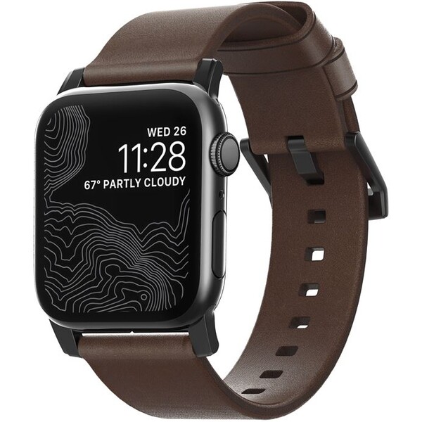 Nomad Modern kožený remienok Apple Watch 49/45/44/42 mm hnedá/čierna