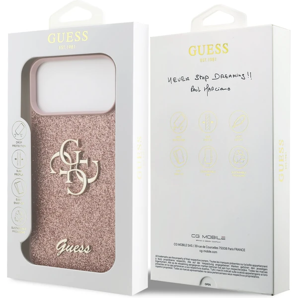 Guess PU Fixed Glitter 4G Metal Logo kryt iPhone 17 Pro Max ružový - Puzdra - Obrázok 2c942555c5804c7894faca47f59d931b