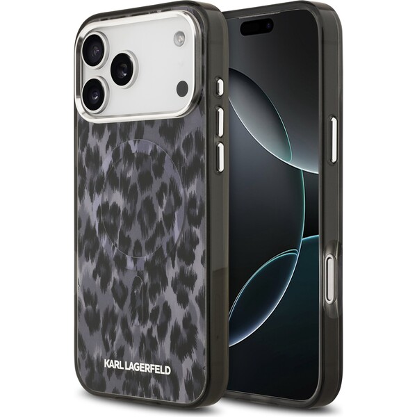 E-shop Karl Lagerfeld IML Leopard MagSafe Zadný Kryt pre iPhone 17 Pro Max sivý