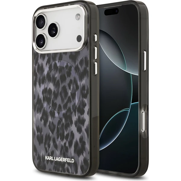Karl Lagerfeld IML Leopard MagSafe Zadný Kryt pre iPhone 17 Pro Max sivý - Puzdra - Hlavný obrázok