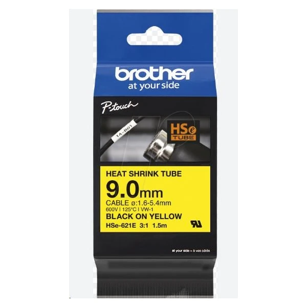 Brother HSE621E zmršťovacia bužírka čierna na žltom 9 mm - Pásky pre štítkovače - Obrázok 2cd5e9f37ffd4ad8b348d457f392a690