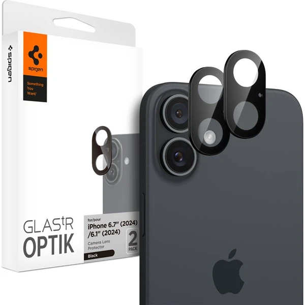 Spigen Glass tR Optik sada skiel iPhone 16/16 Plus čierna (2-pack) - Ochranné fólie a sklo - Hlavný obrázok