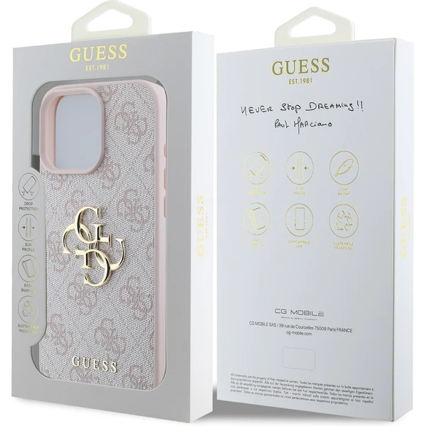 Guess PU 4G Metal Logo kryt pre iPhone 16 Pro Max ružový - Puzdra - Obrázok 2d1d0daf14da405ba28c15fa393f563b