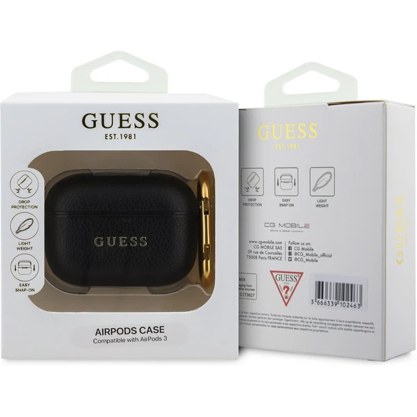 Guess PU Grained Classic Logo puzdro pre AirPods 3 čierne - Puzdra - Obrázok 2d3c415458034bd4b842f5de85c67158