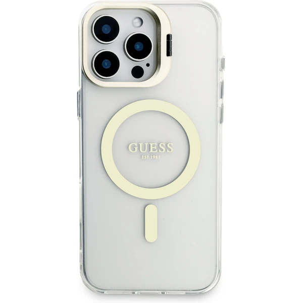 Guess PC/TPU Electroplated Stand Camera Frame MagSafe kryt s vymeniteľným pozadím iPhone 16 Pro Max  - Puzdra - Obrázok 2d4254c9489f46fe970c740771849b81