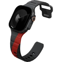 UNIQ STRIDE DE FKM RUBBER APPLE WATCH STRAP 49/46/45/44MM - CHARCOAL (CHARCOAL/ROSSO RED) - Remienky
