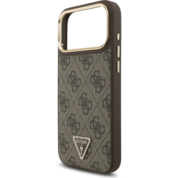 Guess PU Leather 4G Triangle Logo Gold Frame MagSafe kryt iPhone 17 Pro Max hnedý - Puzdra - Obrázok 2d5e6d78058744caa9e19ae0670a9e9d