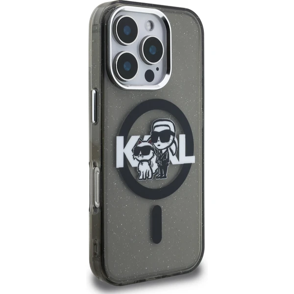 Karl Lagerfeld IML Glitter Karl and Choupette Sketch MagSafe kryt iPhone 16 Pro Max čierny - Puzdra - Obrázok 2d8cd1c7a4e34789b13101569929ad61