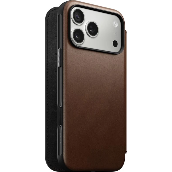 Nomad Modern Leather Folio MagSafe kožené púzdro iPhone 17 Pro Max Brown - Puzdra - Hlavný obrázok