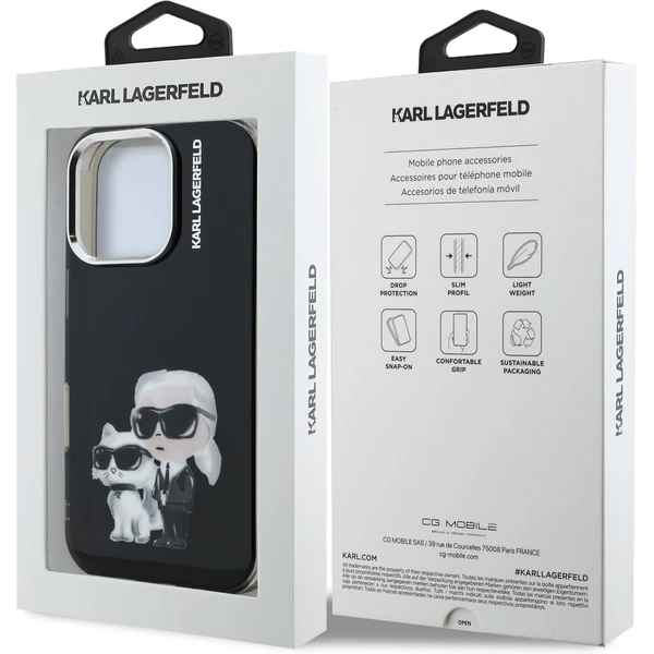 Karl Lagerfeld IML Aquarelle Karl and Choupette kryt iPhone 16 Pre čierny - Puzdra - Obrázok 2dfb0f009a0a452296466e2cd6e0842c