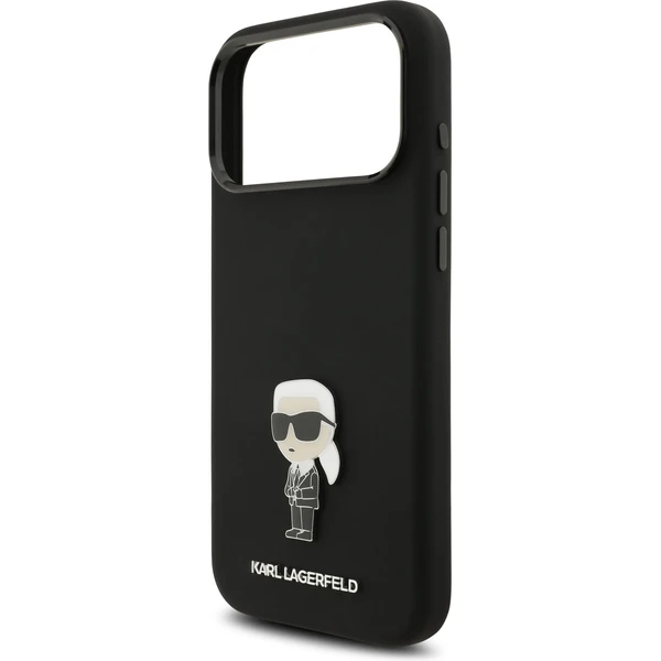 Karl Lagerfeld Liquid Silicone Metal Ikonik kryt iPhone 17 Pro Max čierny - Puzdra - Obrázok 2e00bf3ebc3a41aba500efec75a46def