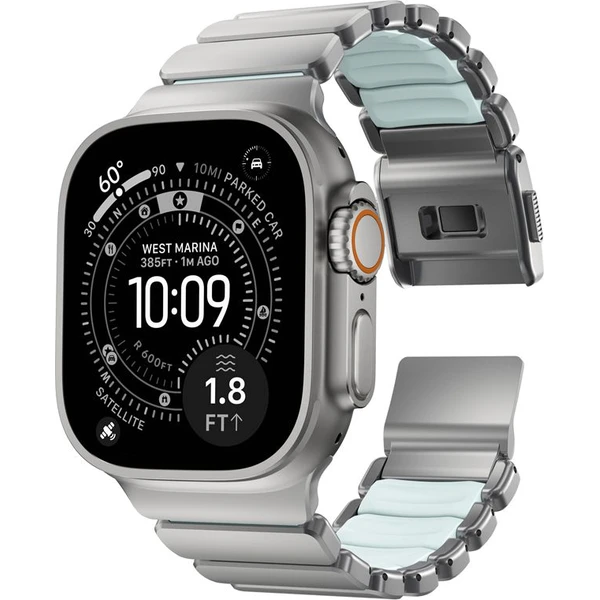 Náramok Nomad Stratos Band FKM Apple Watch 45/46/49mm Natural Titanium/Icy Blue - Remienky - Obrázok 2e45ba254194402087998a877937a948