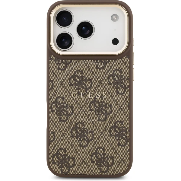 Guess PU Leather 4G Gold Frame MagSafe kryt iPhone 17 Pro hnedý - Puzdra - Obrázok 2e6d9b75bb35498ea0fca94b0117a26f