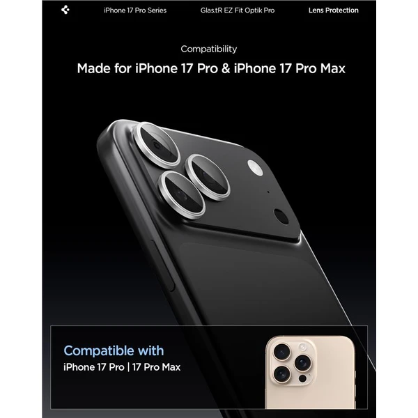 Spigen Glass TR EZ Fit Optik Pro skla iPhone 17-14 Pro/17-14 Pro Max silver (2 ks) - Ochranné fólie a sklo - Obrázok 2ec32ea3adb64d2d9462719fce73c67f