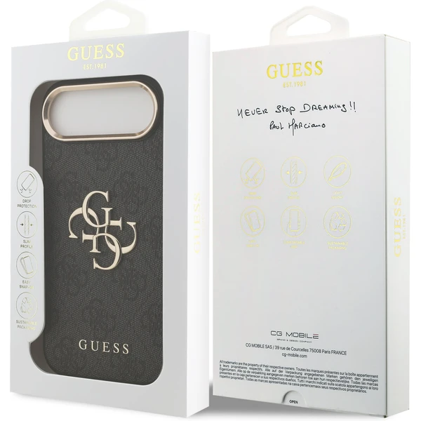 Guess PU Leather 4G Metal Logo Gold Frame MagSafe kryt iPhone Air čierny - Puzdra - Obrázok 2ece77c0d5f047e99fd396652b2b2488