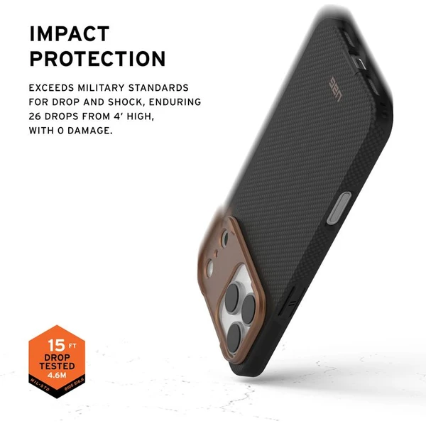UAG Fibr Armr MagSafe kryt iPhone 17 Pro Max kevlar čierny/bronzový - Puzdra - Obrázok 2ed1cdd949364acfa0e9f11e945336b4