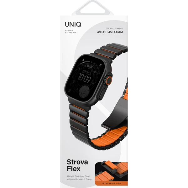 UNIQ Strova Flex titánový remienok pre Apple Watch 49/46/45/44mm Midnight Black/Volt Orange - Remienky - Obrázok 2f4102d509774c1bb2e23722e51b7e7d