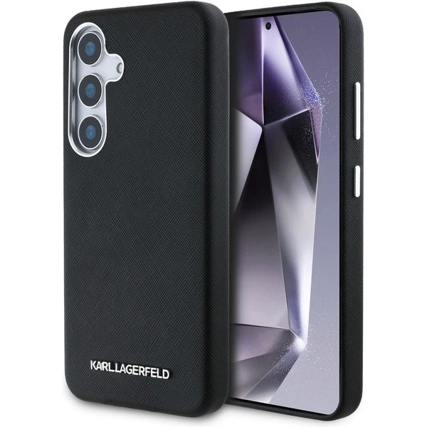 Karl Lagerfeld PU Saffiano Metal Logo a rám kryt Samsung Galaxy S25 čierny - Puzdra - Hlavný obrázok