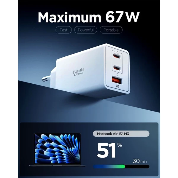 Spigen Essential 67W USB-C/USB-A nabíjačka (EE673EU) biela - Nabíjačky - Obrázok 2fcc4bc44c58432eae78285740a21870
