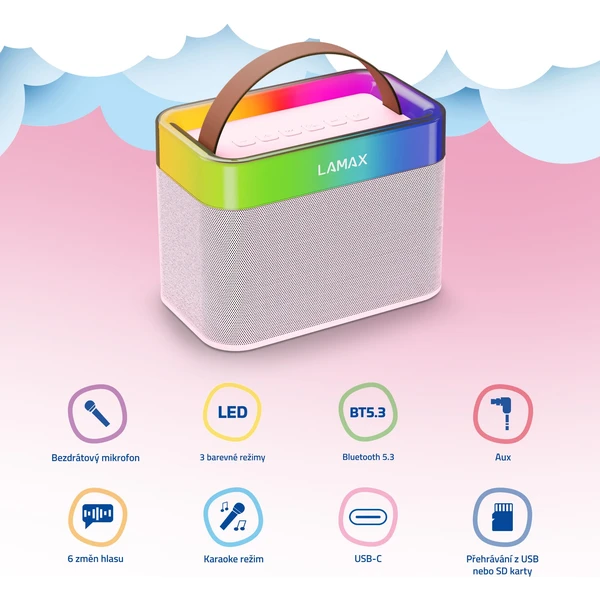 LAMAX KaraokeKid1 detské karaoke ružové - Reproduktory - Obrázok 2fdb733e8d3c457a96d3d3d34ff88bab