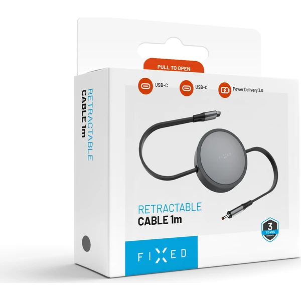FIXED Retractable Cable navíjací kábel s USB-C/USB-C, 1m, PD 100W, 480Mbps sivý - Káble a redukcie - Obrázok 2ffbcfb609584721af5ccc0f812aab81