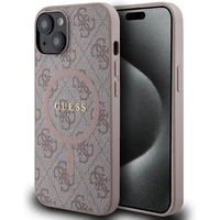 Guess PU Leather 4G Colored Ring MagSafe kryt iPhone 14 ružový - Puzdra