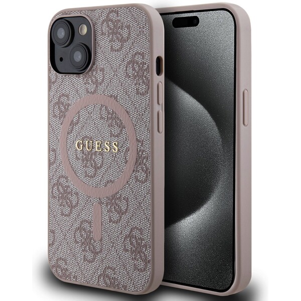 E-shop Guess PU Leather 4G Colored Ring MagSafe kryt iPhone 14 ružový