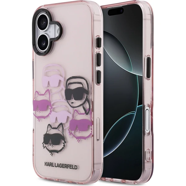 Karl Lagerfeld IML Multi K&CH Heads Zadný Kryt pre iPhone 17 ružový - Puzdra - Hlavný obrázok
